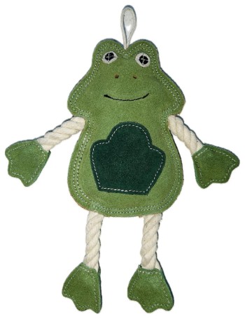 Leather Frog Dog Toy